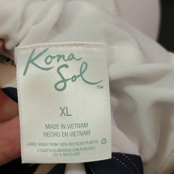 Kona Sol Side Cinch High Coverage One piece swimsuit Navy/ White Stripe Size XL - Picture 12 of 12